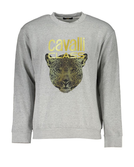 Cavalli Class Gray Cotton Men Sweater