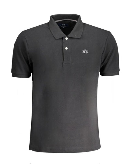La Martina Black Cotton Polo Shirt