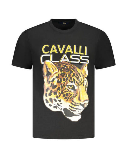 Cavalli Class Black Cotton Men T-Shirt