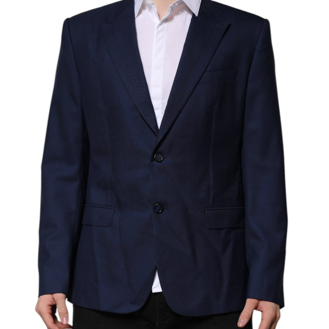 Dolce & Gabbana Blue Wool Single Breasted Suit Coat Blazer