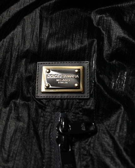 Dolce & Gabbana Black Logo Full Zip Hooded Quilted Jacket
