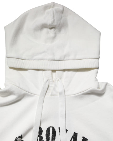 Dolce & Gabbana White Cotton DG ROYAL Print Hooded Sweater