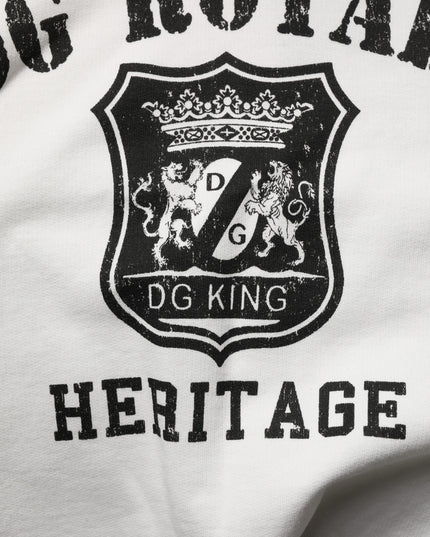 Dolce & Gabbana White Cotton DG ROYAL Print Hooded Sweater