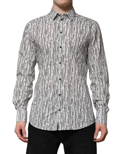 Dolce & Gabbana White Floral Print Casual Long Sleeves Shirt