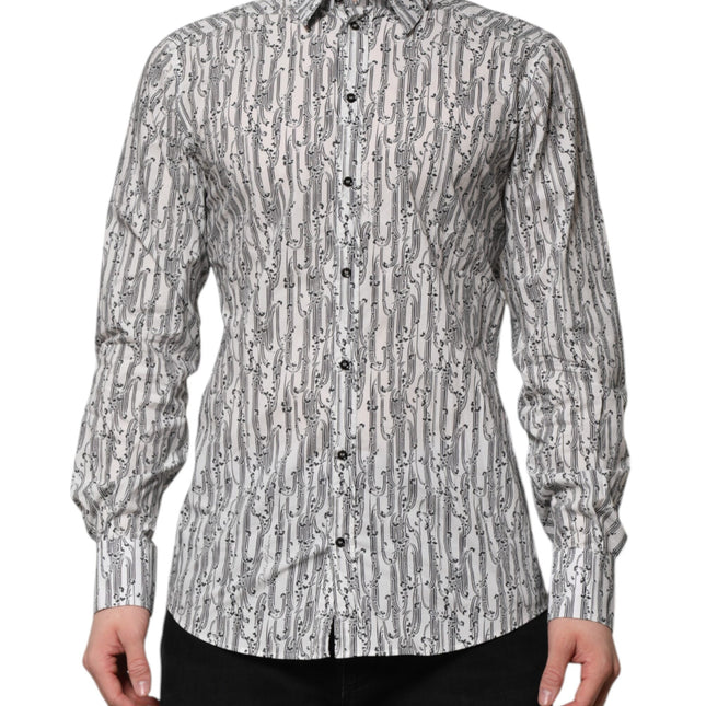 Dolce & Gabbana White Floral Print Casual Long Sleeves Shirt