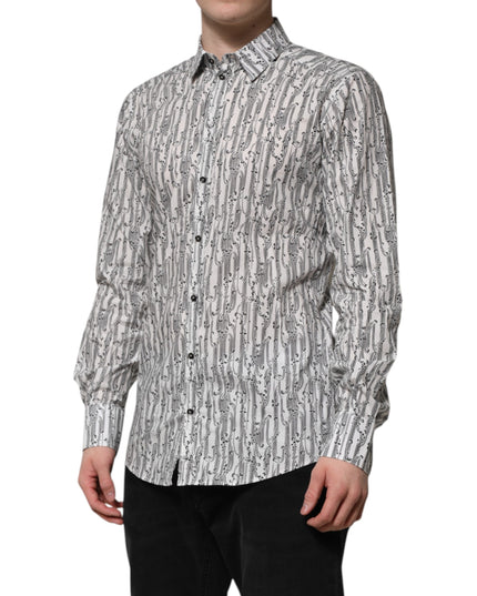 Dolce & Gabbana White Floral Print Casual Long Sleeves Shirt