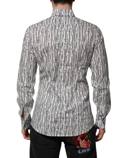 Dolce & Gabbana White Floral Print Casual Long Sleeves Shirt