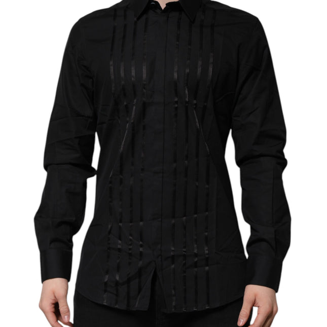 Dolce & Gabbana Black GOLD Long Sleeves Men Formal Dress Shirt