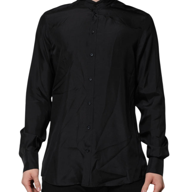 Dolce & Gabbana Dark Blue Silk MARTINI Men Formal Dress Shirt