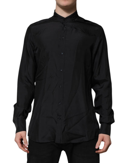 Dolce & Gabbana Dark Blue Silk MARTINI Men Formal Dress Shirt