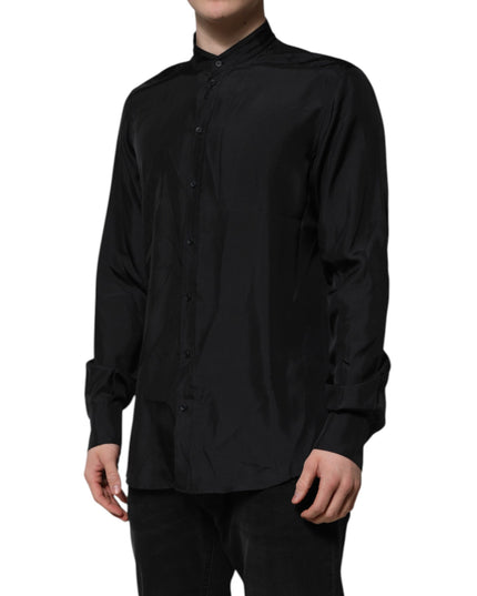 Dolce & Gabbana Dark Blue Silk MARTINI Men Formal Dress Shirt