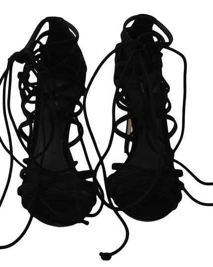 Dolce & Gabbana Black Suede Strap Stilettos Sandals