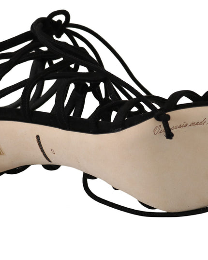 Dolce & Gabbana Black Suede Strap Stilettos Sandals