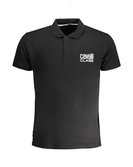 Cavalli Class Black Cotton Polo Shirt