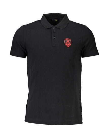 Cavalli Class Black Cotton Men Polo Shirt