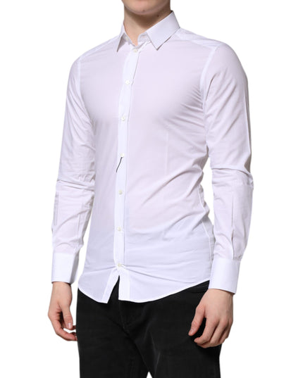 Dolce & Gabbana White Cotton GOLD Long Sleeves Dress Shirt