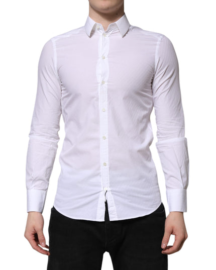 Dolce & Gabbana White Cotton MARTINI Long Sleeve Dress Shirt