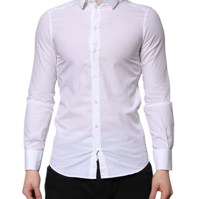 Dolce & Gabbana White Cotton MARTINI Long Sleeve Dress Shirt