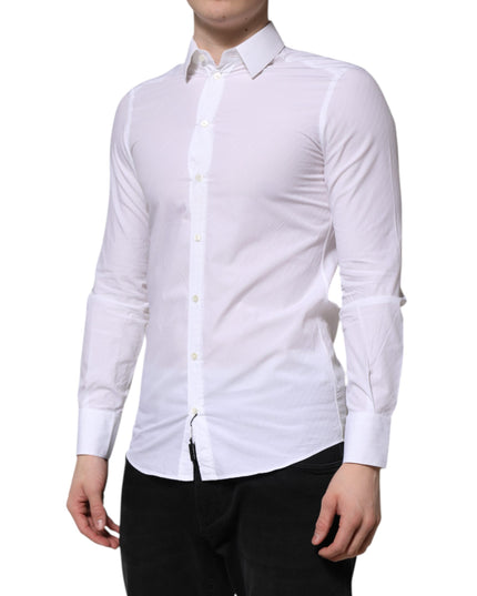 Dolce & Gabbana White Cotton MARTINI Long Sleeve Dress Shirt