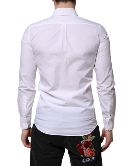 Dolce & Gabbana White Cotton MARTINI Long Sleeve Dress Shirt