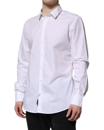 Dolce & Gabbana White Cotton GOLD Long Sleeves Dress Shirt