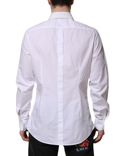 Dolce & Gabbana White Cotton GOLD Long Sleeves Dress Shirt