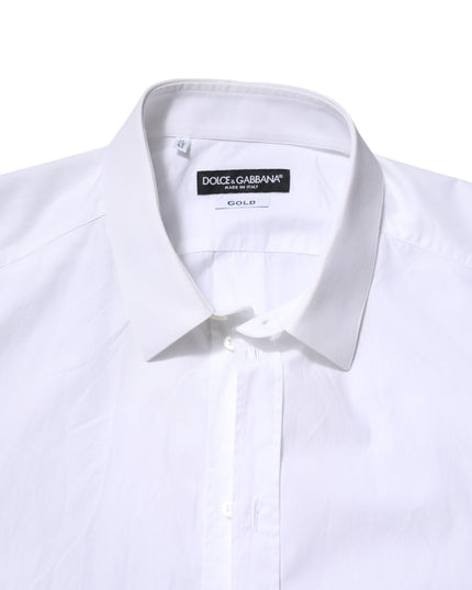 Dolce & Gabbana White Cotton GOLD Long Sleeves Dress Shirt