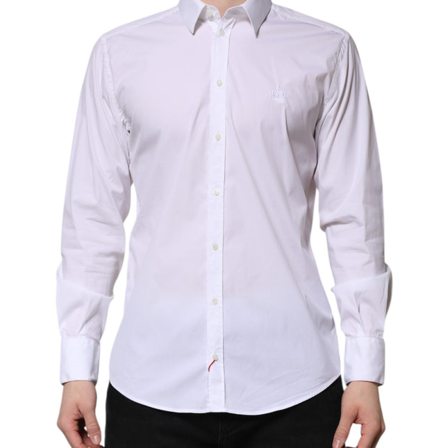 Dolce & Gabbana White Cotton MARTINI Long Sleeve Dress Shirt