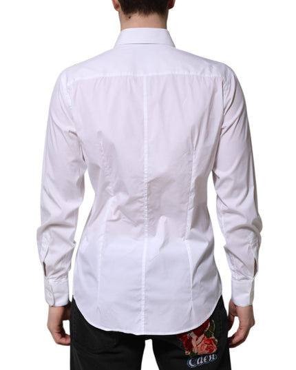 Dolce & Gabbana White Cotton MARTINI Long Sleeve Dress Shirt