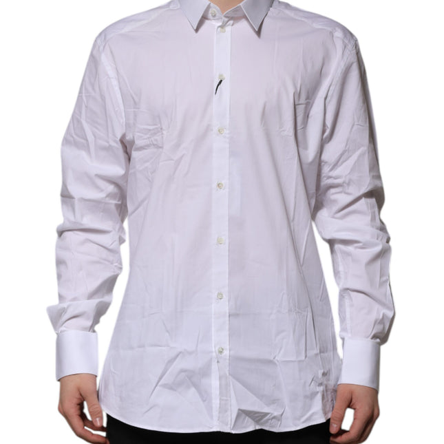 Dolce & Gabbana White Cotton GOLD Long Sleeves Dress Shirt
