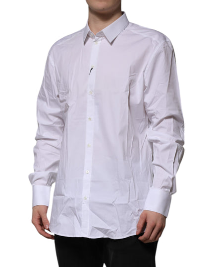 Dolce & Gabbana White Cotton GOLD Long Sleeves Dress Shirt