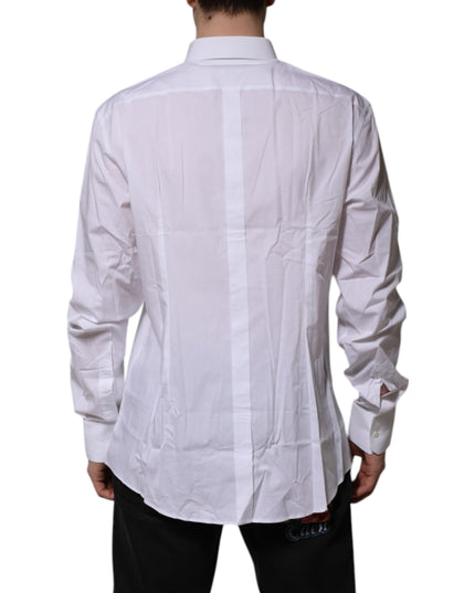 Dolce & Gabbana White Cotton GOLD Long Sleeves Dress Shirt