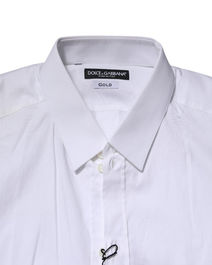 Dolce & Gabbana White Cotton GOLD Long Sleeves Dress Shirt