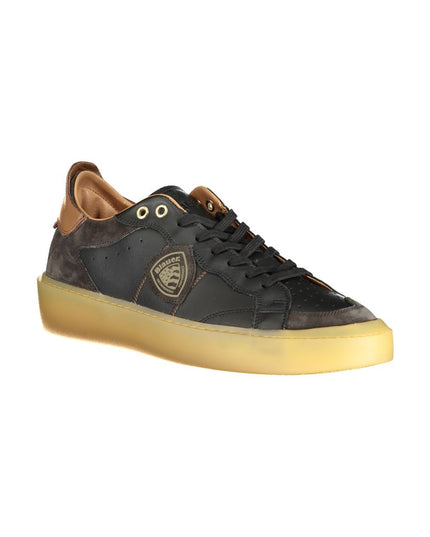 Blauer Black Leather Men Sneaker