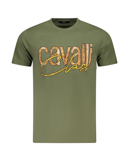 Cavalli Class Green Cotton Men T-Shirt