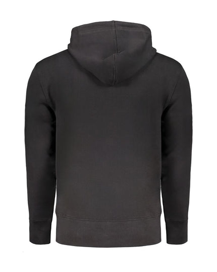 Calvin Klein Black Cotton Men Sweater with Hood and Central Pockets