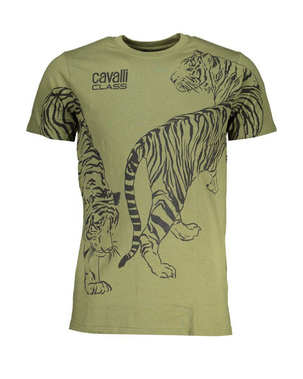 Cavalli Class Green Cotton T-Shirt