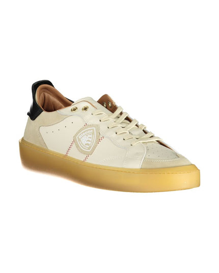 Blauer White Leather Men Sneaker