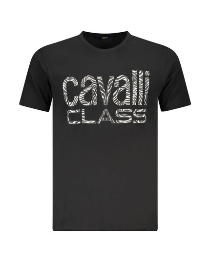 Cavalli Class Black Cotton Men T-Shirt
