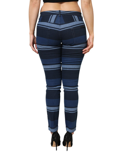 Dolce & Gabbana Blue Striped Cotton Stretch Denim Jeans