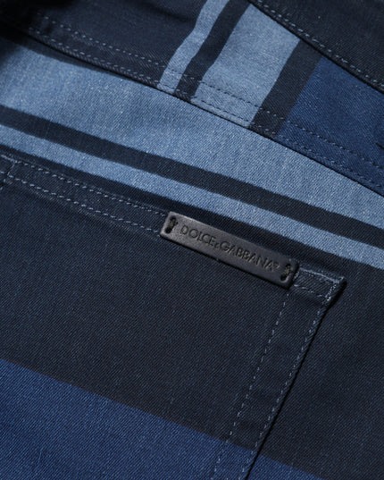 Dolce & Gabbana Blue Striped Cotton Stretch Denim Jeans