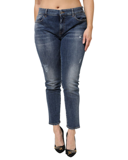 Dolce & Gabbana Blue Washed Cotton Low Waist Denim Jeans