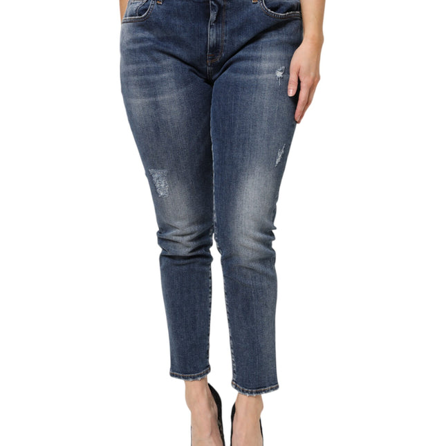 Dolce & Gabbana Blue Washed Cotton Low Waist Denim Jeans