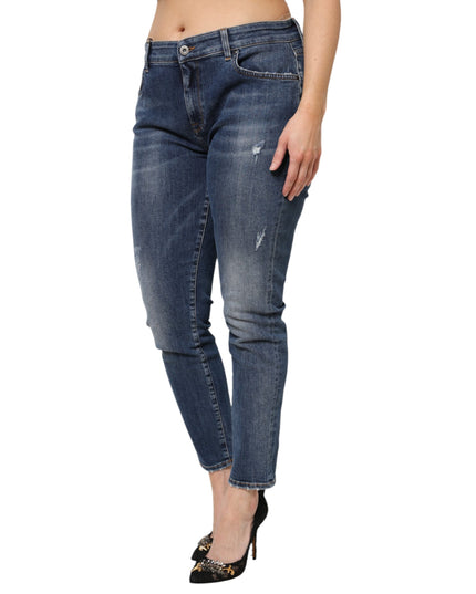 Dolce & Gabbana Blue Washed Cotton Low Waist Denim Jeans