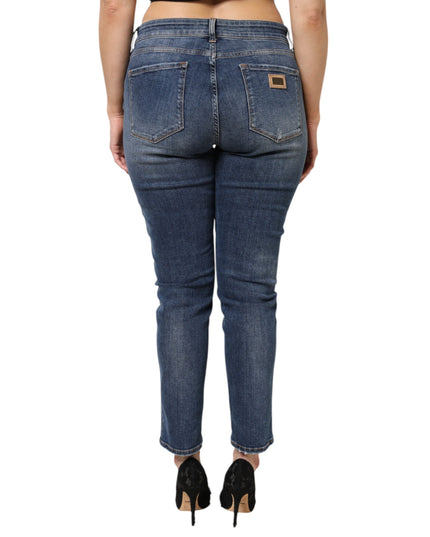 Dolce & Gabbana Blue Washed Cotton Low Waist Denim Jeans