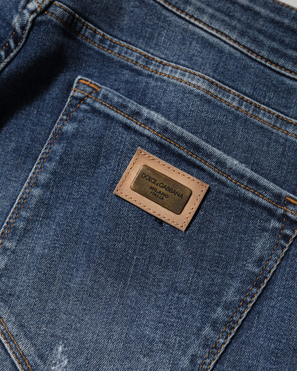 Dolce & Gabbana Blue Washed Cotton Low Waist Denim Jeans