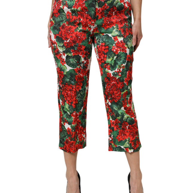 Dolce & Gabbana Multicolor Floral Print Cropped Pants