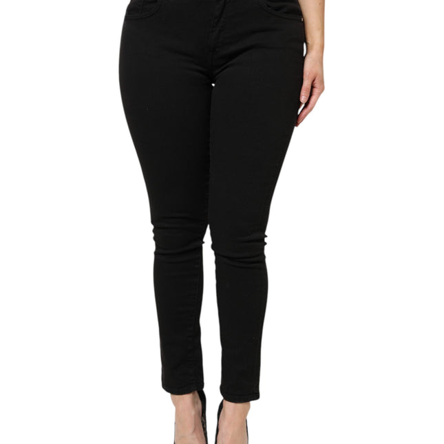 Dolce & Gabbana Black Cotton Mid Waist Denim Jeans