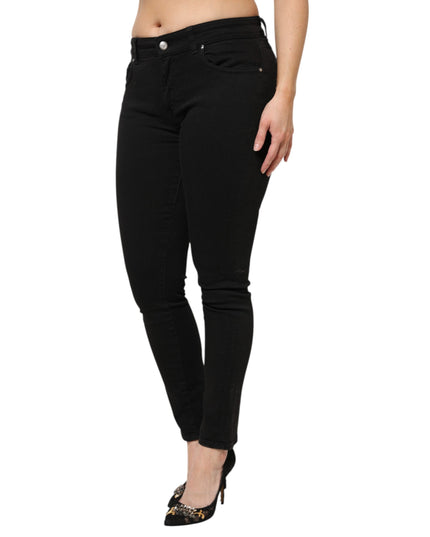 Dolce & Gabbana Black Cotton Mid Waist Denim Jeans