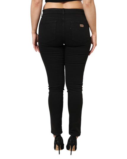 Dolce & Gabbana Black Cotton Mid Waist Denim Jeans